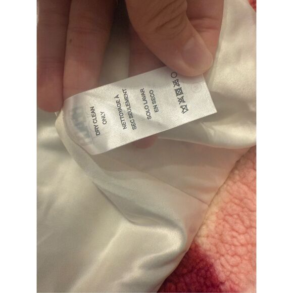 Beach Riot Red Pink Checkered Teddy Faux Sherpa Laurie Coat Jacket Size Medium - Picture 6 of 6